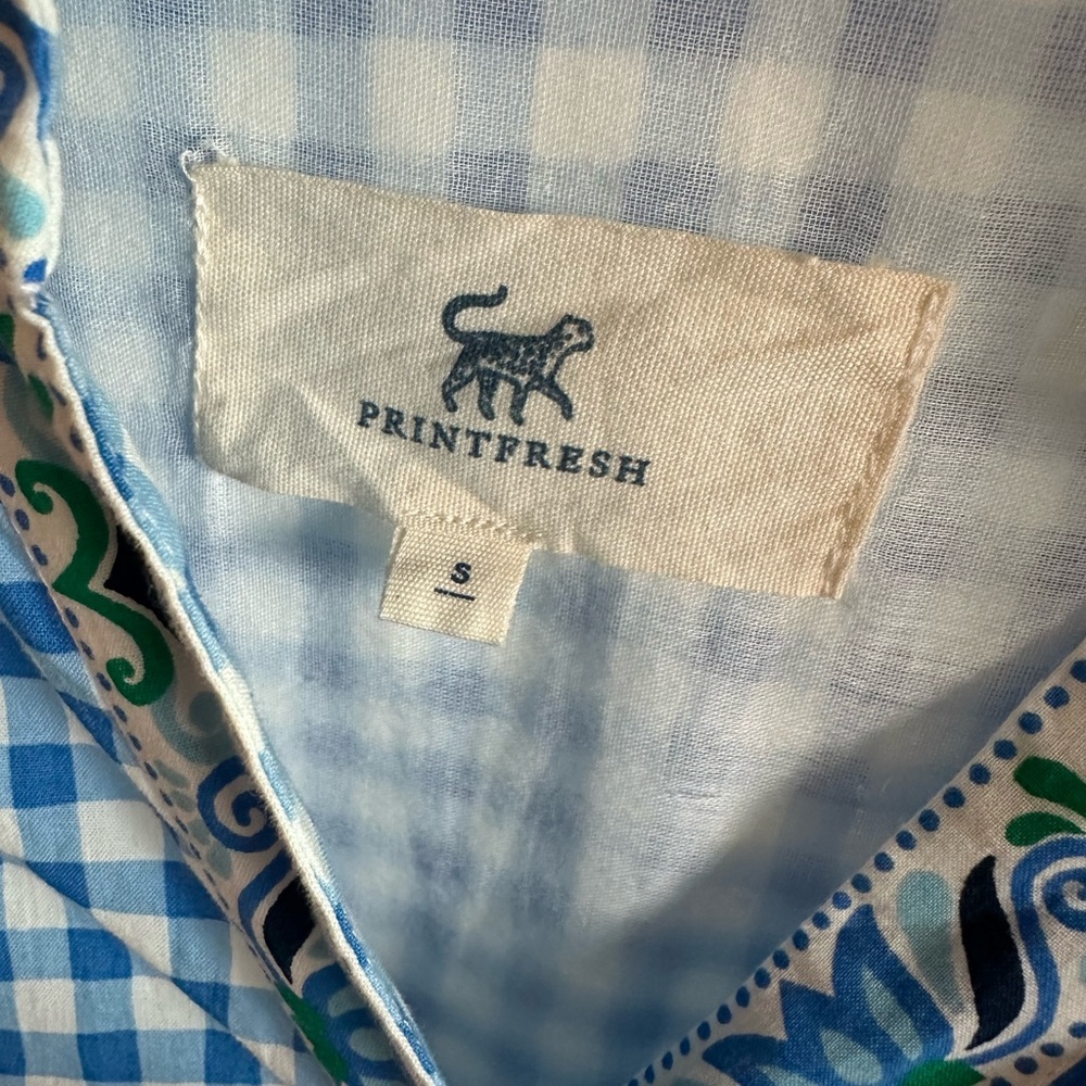 Printfresh Blue and White Gingham Tiered Shirt Dress - Picture 3 of 3